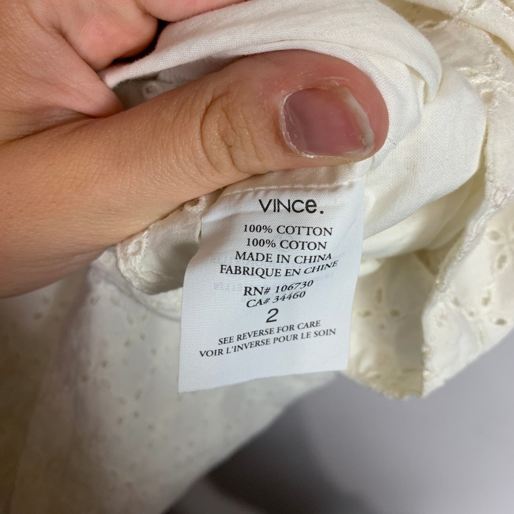 Vince | eyelet cap sleeve mini dress white size 2 - Picture 5 of 7